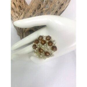 VINTAGE CORO Moon Glow Rhinestone Brooch - Marked